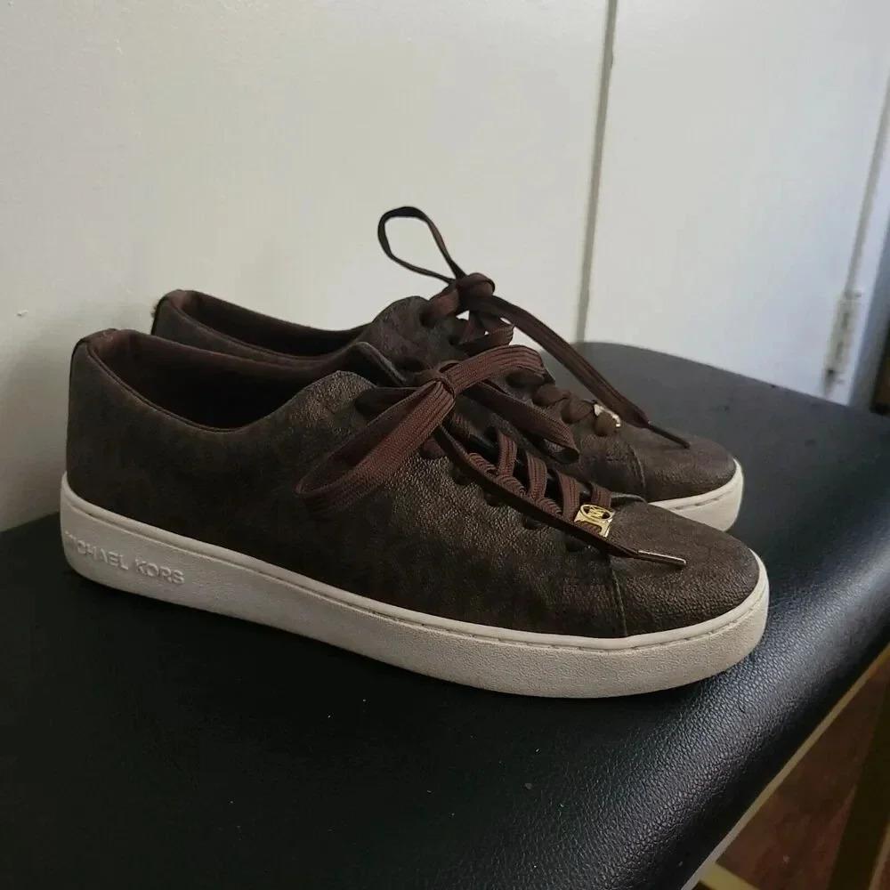 Michael Kors Keaton Lace-Up Brown Sneakers Shoe Size 7.5 - Picture 1 of 10